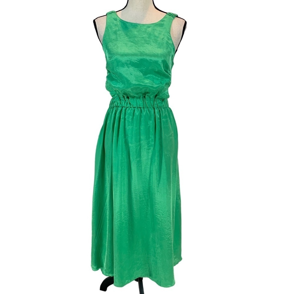 Topshop Sleeveless Open Back Midi Dress - Green - size 4
